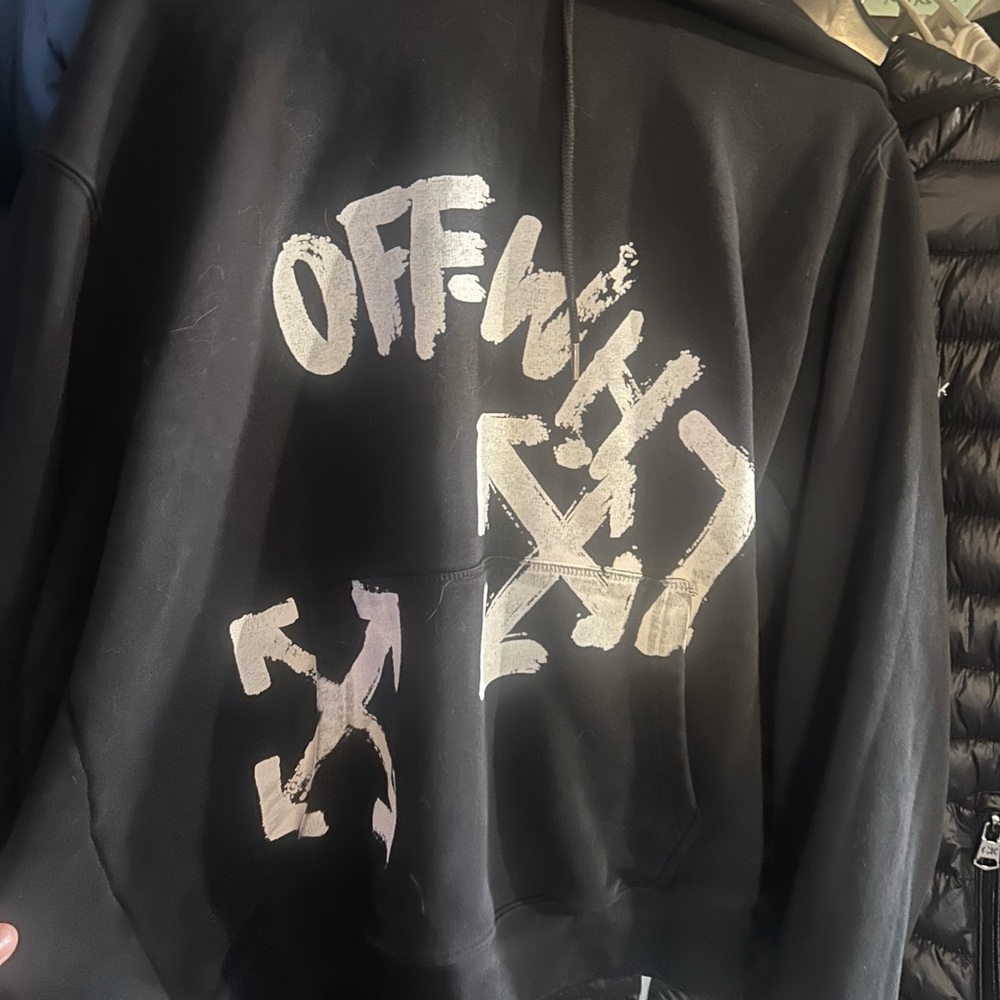 Off-White Black Hoodie with Label Detail